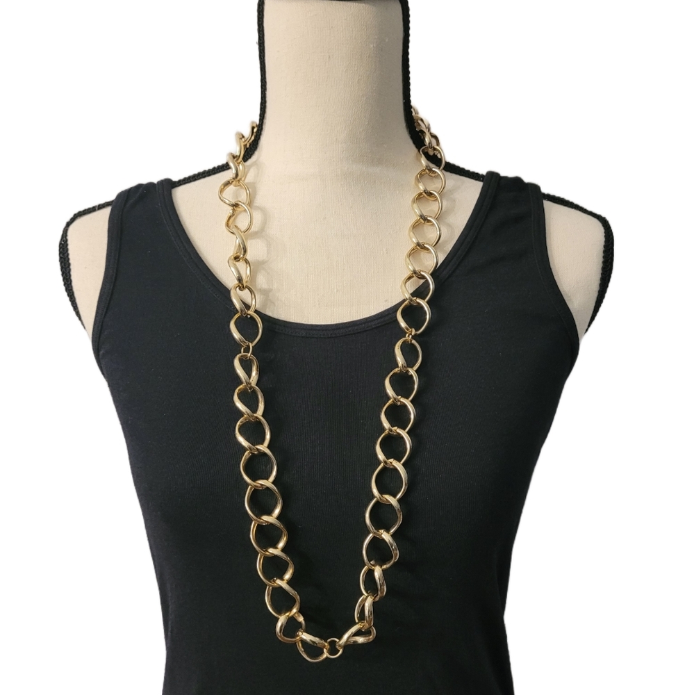 Faux Gold Solid Long Chain Necklace
